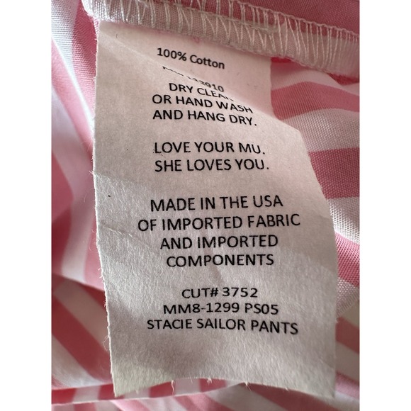Show Me Your Mumu X Barbie Stacie Sailor Pants Pink White Striped Wide Leg Sz XS - Picture 10 of 10